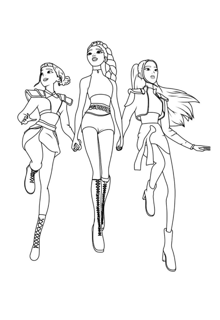 Desenho Guerreiras do K-Pop para pintar