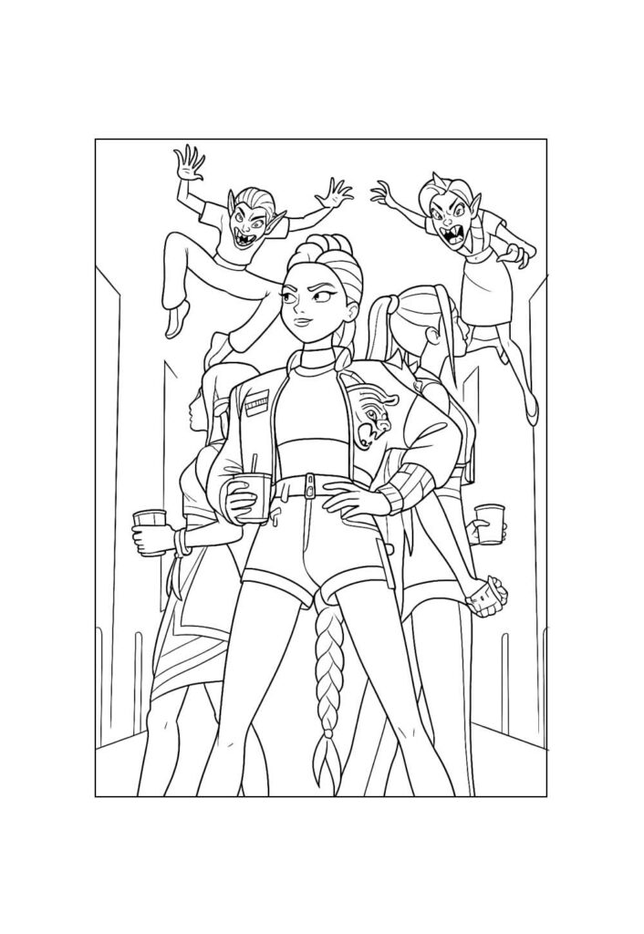 Desenho Guerreiras do K-Pop para colorir