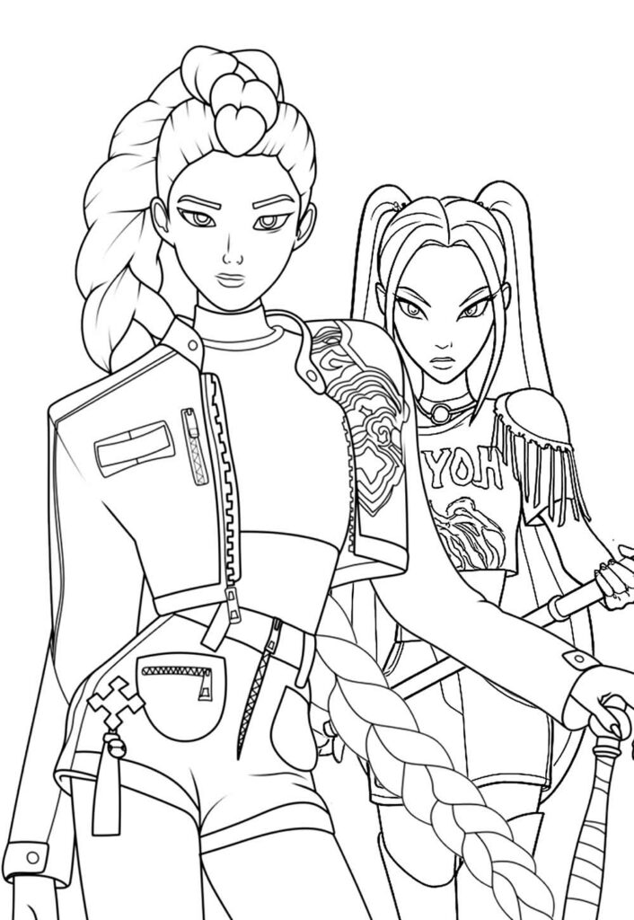 Desenho das Guerreiras do K-Pop - Rumi e Mira