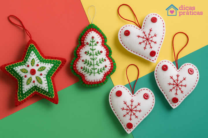 Enfeites em Feltro com Moldes para Natal