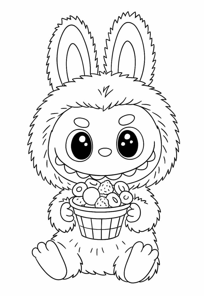 Labubu com Cestinha para colorir