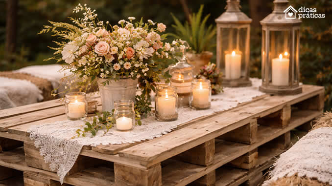 Enfeites com Pallets para Casamento