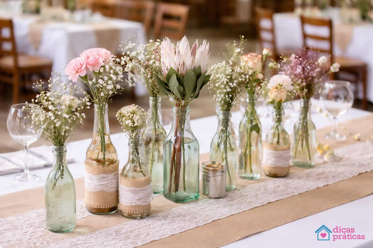 Decoração com Garrafas para Casamento