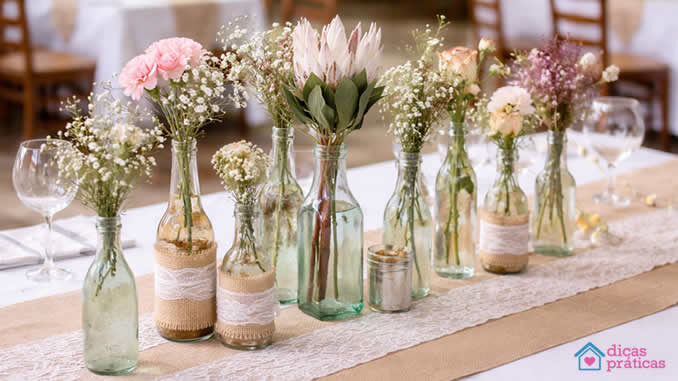Decoração com Garrafas para Casamento