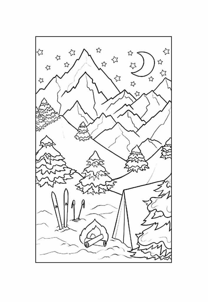 Desenho de Natureza - Montanhas