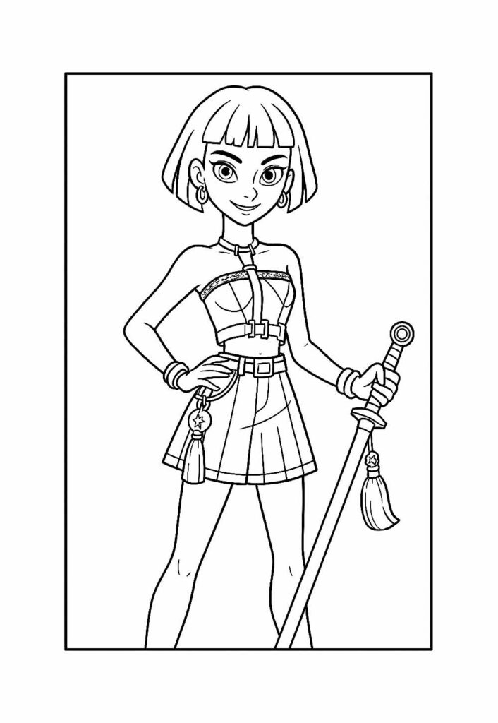 Desenho da Zoey para pintar - Guerreiras do K-Pop