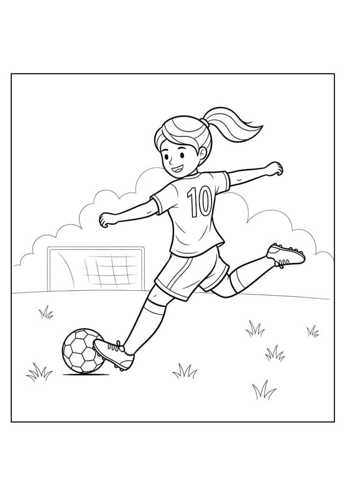 Jogadora de Futebol para colorir