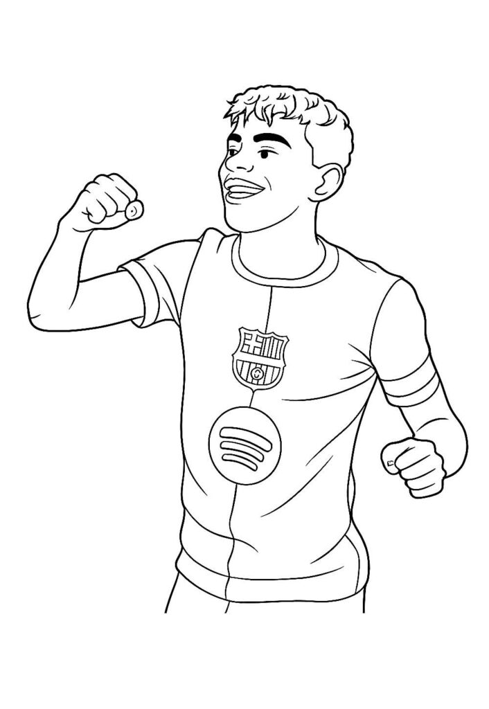 Desenho de Lamine Yamal comemorando