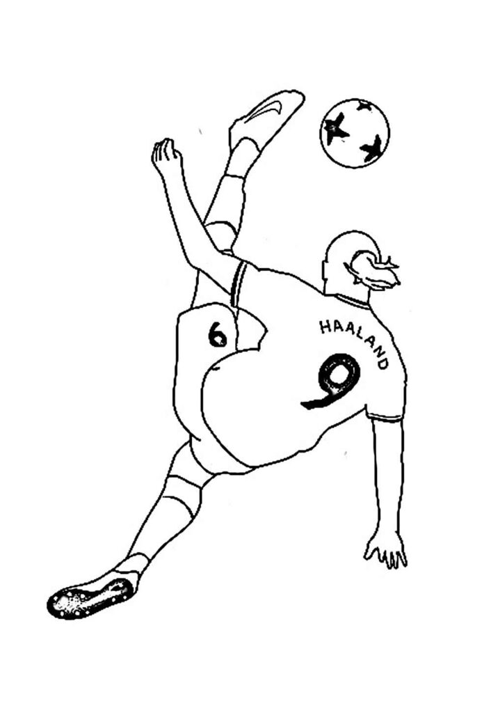 Desenho de Haaland dando Bicicleta para colorir - Manchester City