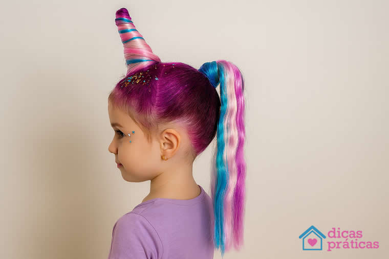 Ideia de Cabelo Maluco para Menina - Unicórnio