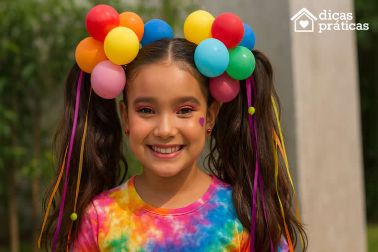Cabelo Maluco com Balões Coloridos