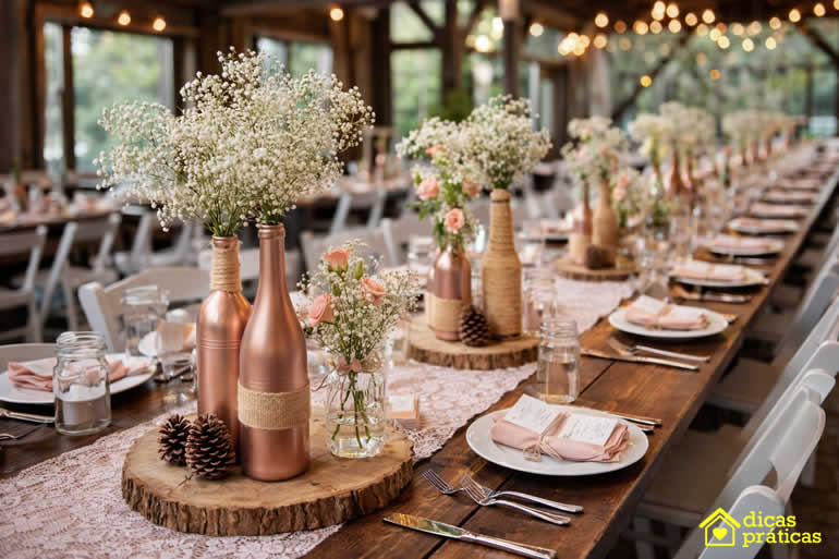 Decoração com Garrafas para Casamento