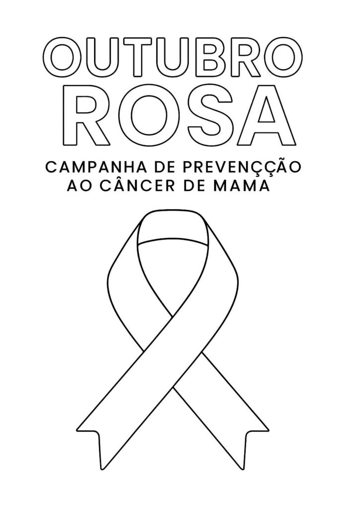 Desenho de Outubro Rosa para pintar