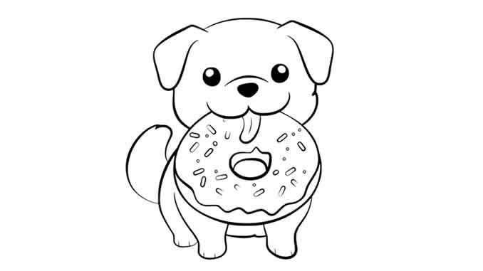 Desenhos de Cachorros Kawaii para colorir