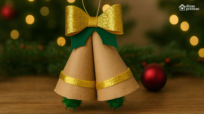 Sino de Natal com Rolo de Papel Higiênico