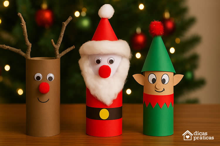 Enfeite de Natal com Rolo de Papel Higiênico