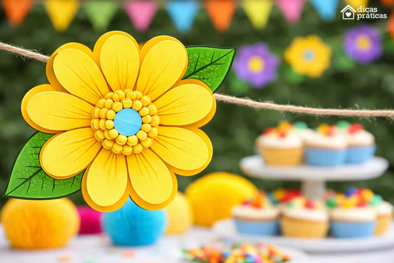 Decoração com Flor de Papel