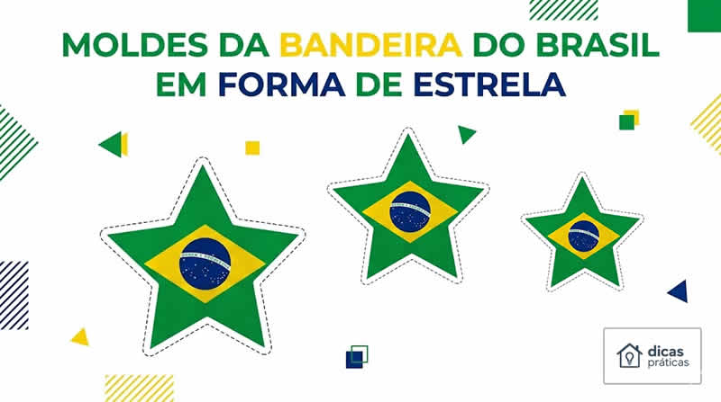Molde de Bandeira do Brasil em Formato de Estrela