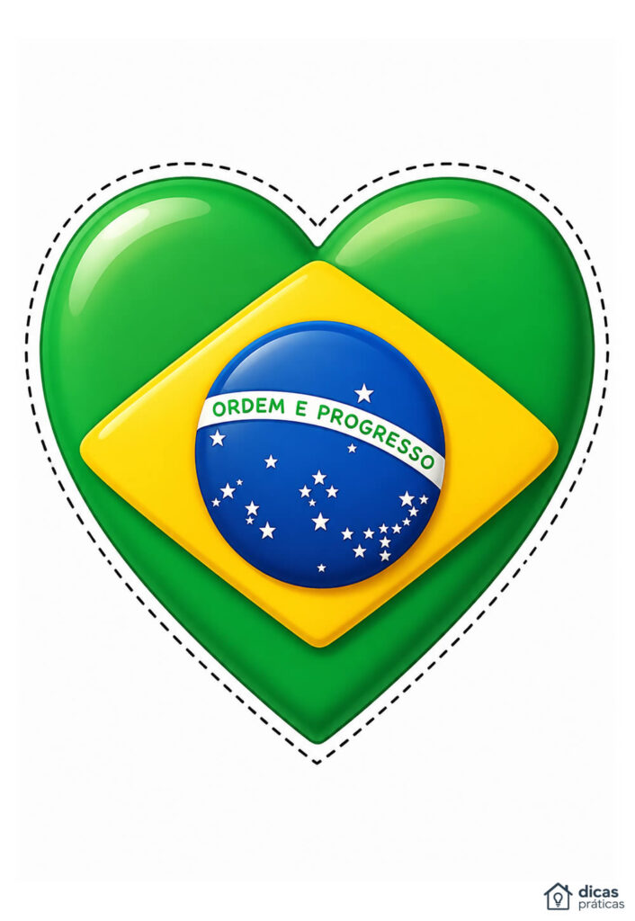 Bandeira do Brasil em Formato de Coração