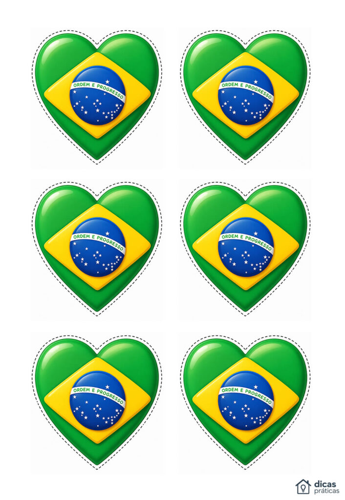 Bandeira do Brasil em Formato de Coração