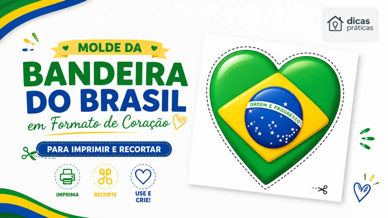 Moldes Bandeira do Brasil em Formato de Coração