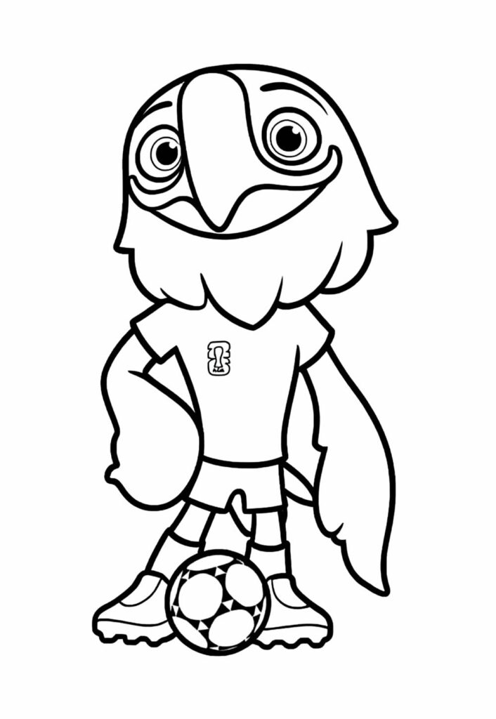 Desenho de Mascote da Copa do Mundo para pintar