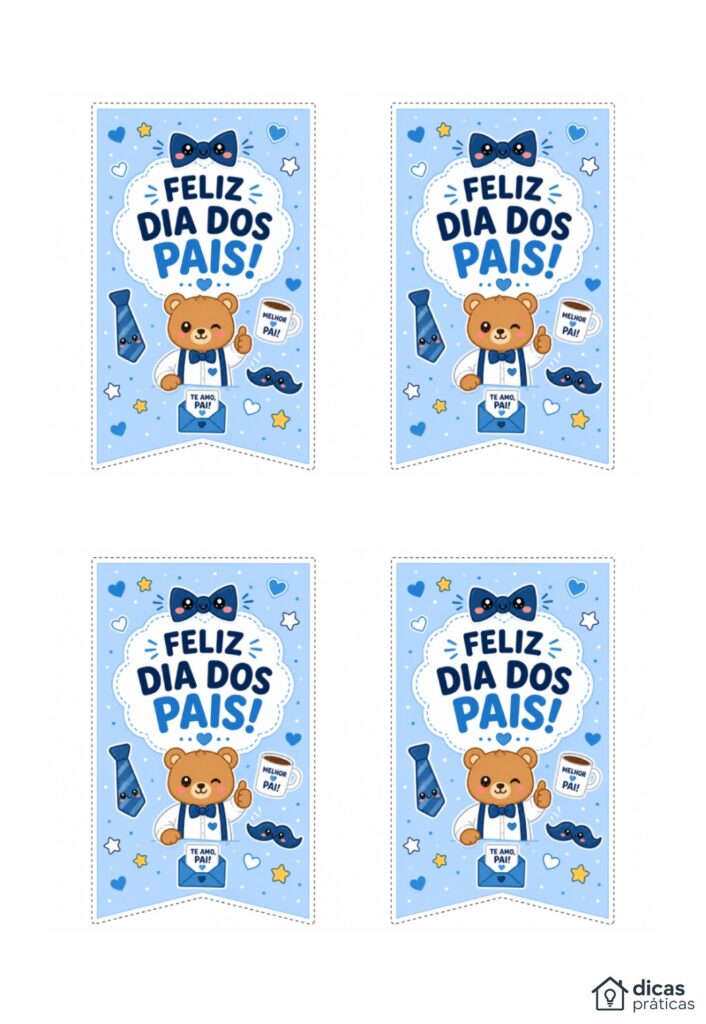 Mini Bandeirinhas para Dia dos Pais