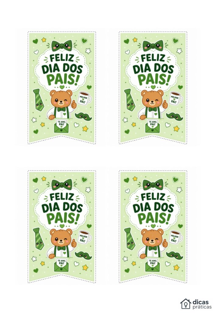 Mini Bandeirinhas para Dia dos Pais