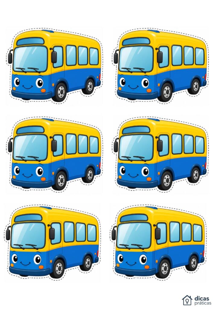 Moldes Pequenos de Ônibus para Imprimir