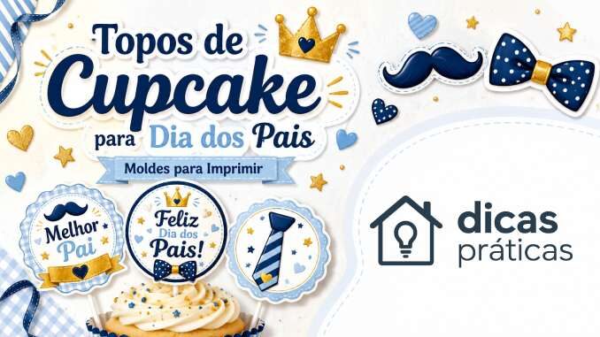 Moldes de Topos de Cupcake para Dia dos Pais para Imprimir