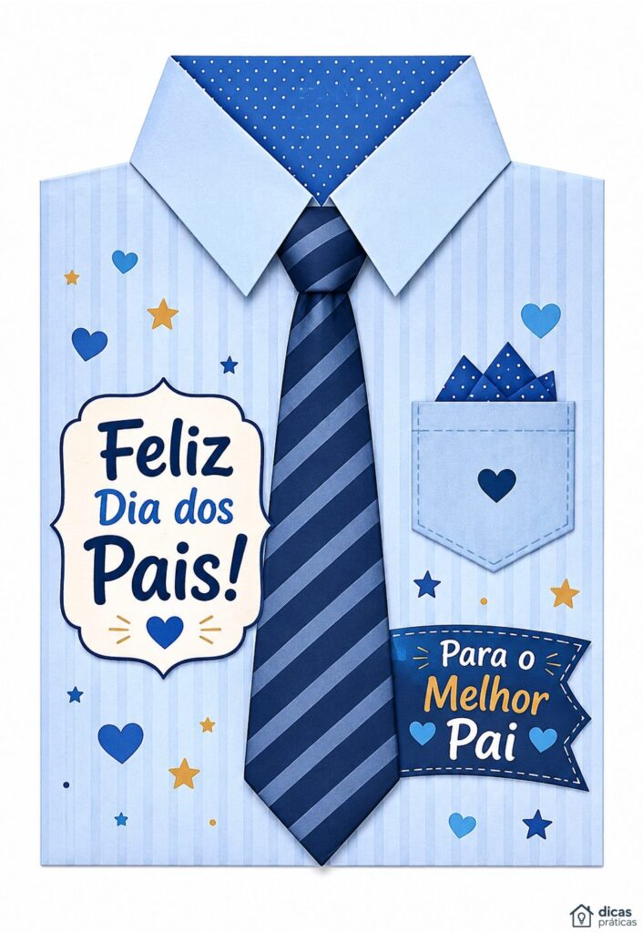 Molde de Cartão Camisa com Gravata para Dia dos Pais