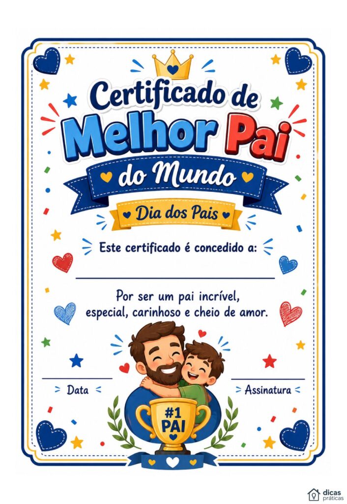 Certificado de Melhor Pài do Mundo para Imprimir