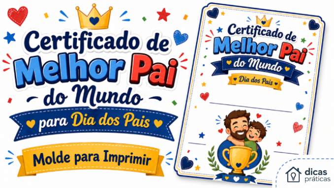 Certificado de Melhor Pài do Mundo para Dia dos Pais
