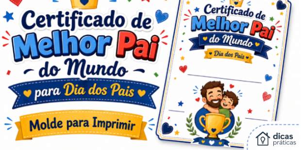Certificados de Melhor Pài do Mundo para Dia dos Pais
