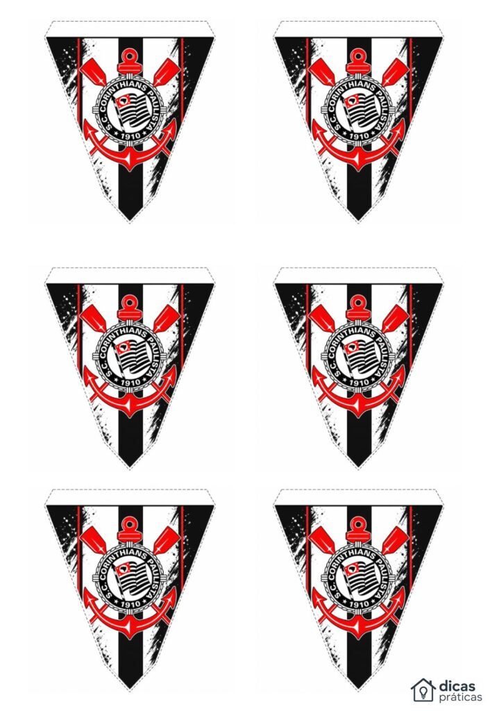 Mini Bandeirinhas do Corinthians para Imprimir