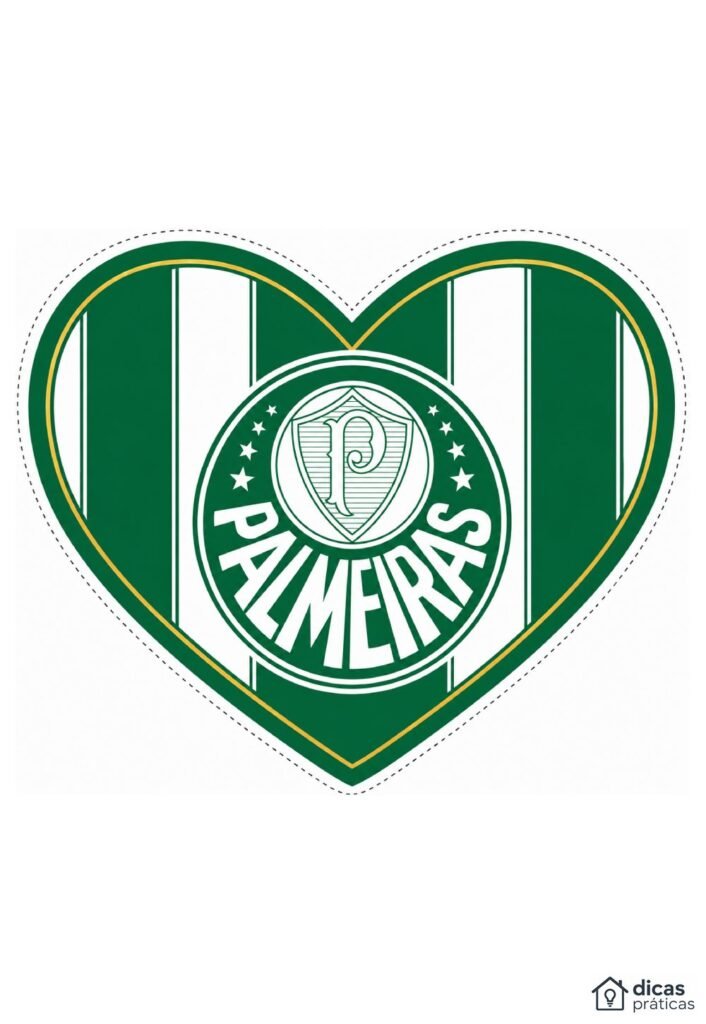 Coração com Escudo do Palmeiras para Imprimir