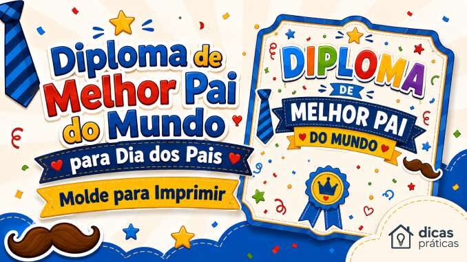Moldes de Diploma de Melhor Pai do Mundo para Imprimir