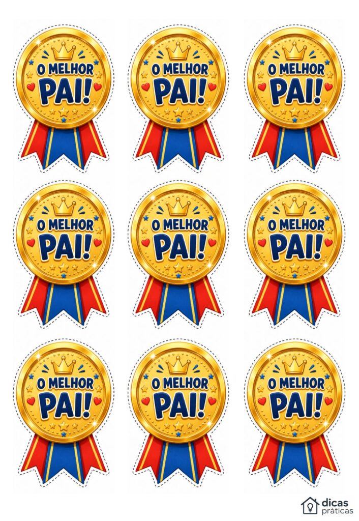 Moldes de Medalhas de Melhor Pai para Imprimir