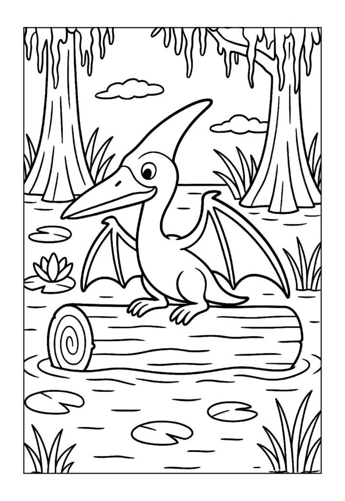 Desenho de Pterodáctilo para colorir e pintar