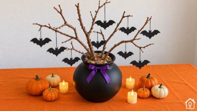 Enfeite com Galhos Secos para Halloween