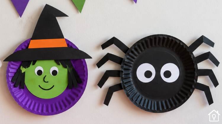 Enfeites com Pratos Descartáveis para Halloween