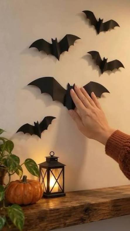 Morcegos de Papel para Decoração de Halloween