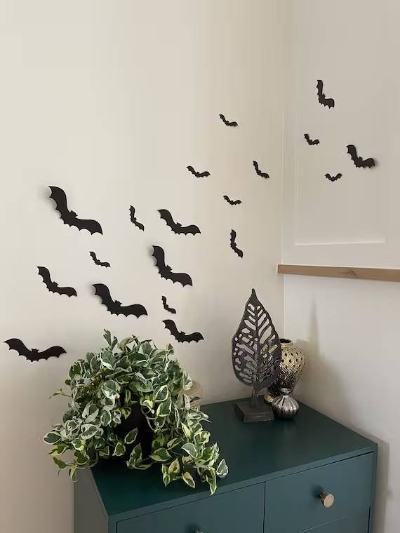 Enfeites de Morcegos de Papel para Halloween