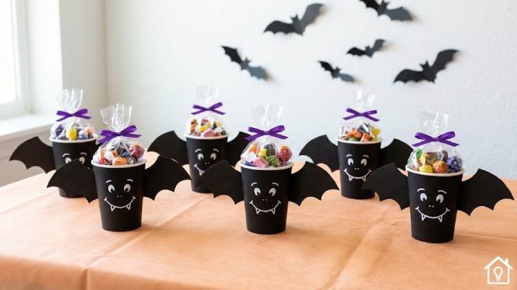 Lembrancinha Simples de Halloween com Copos Morcegos