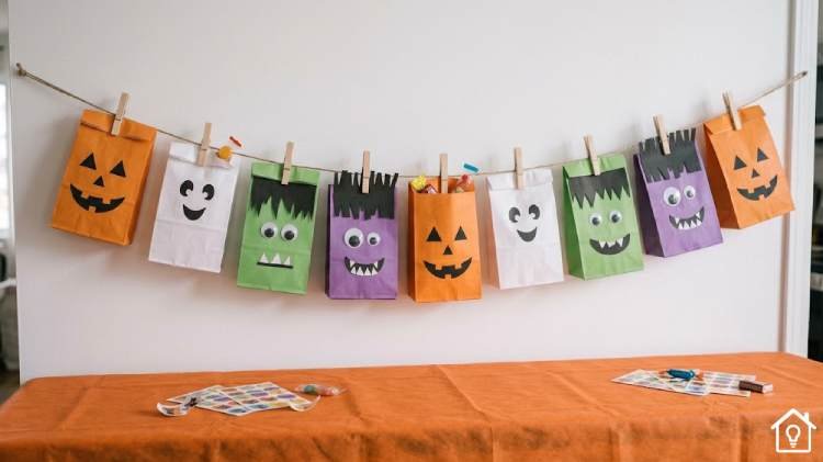 Varal Saquinhos de Papel para Halloween