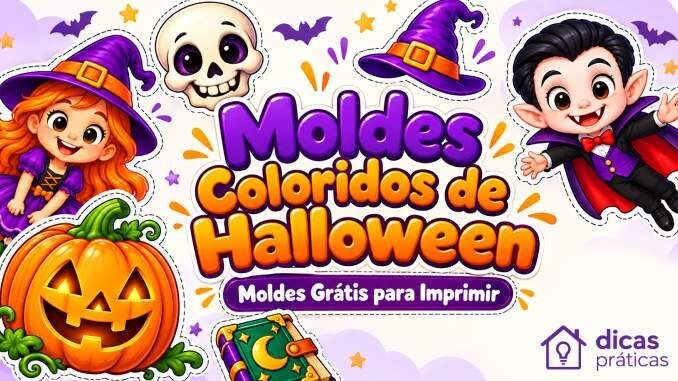 Moldes Coloridos de Halloween para Imprimir