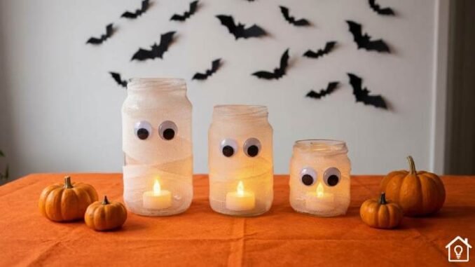 Decoração de Halloween com Potes