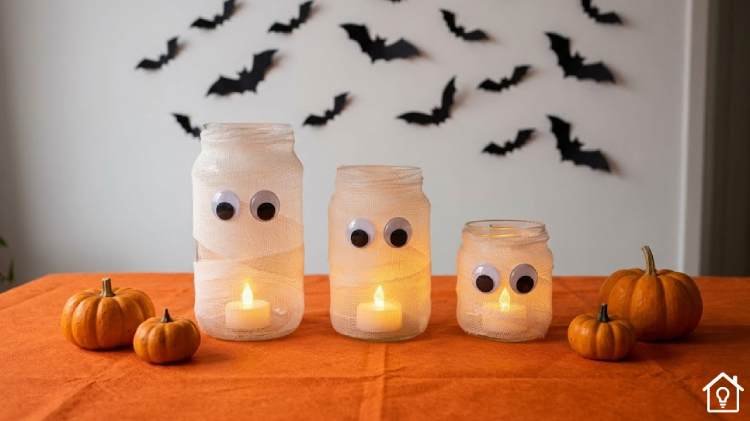 Decoração de Halloween com Potes